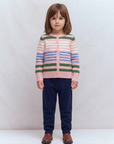 Unisex Wooly Saçörgülü Çizgili Triko Hırka